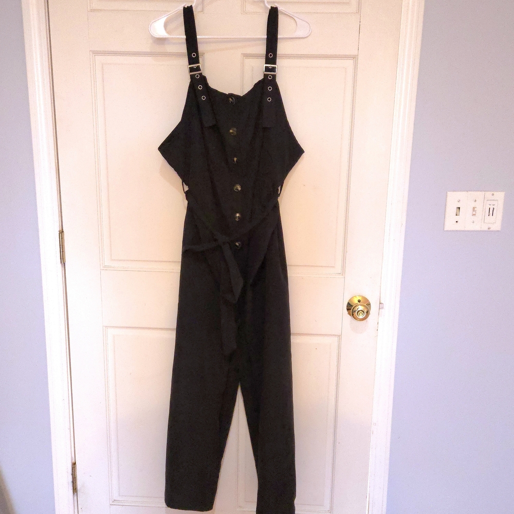 Black alternative grunge flowy loose overalls